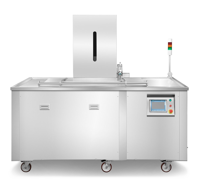 silver 800-litre industrial ultrasonic cleaner with touchscreen control panel
